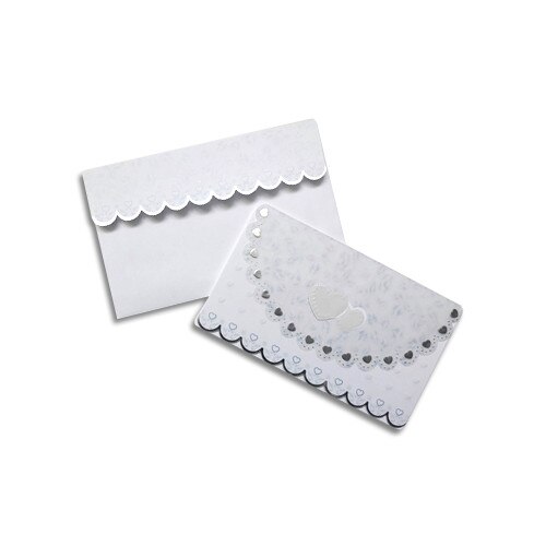 Invitatie de nunta alba cu detalii argintii, 32693