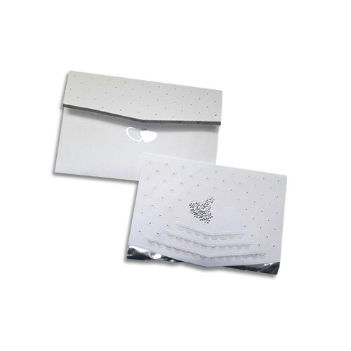 Invitatie de nunta alba cu detalii argintii, 33869