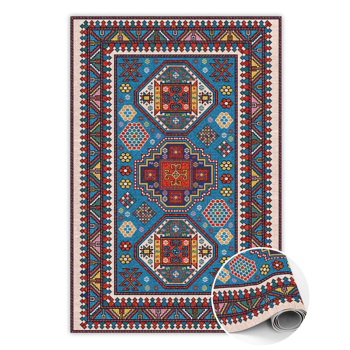 Vinyl szőnyeg, PVC, klasszikus mozaik, Többszínű, 150 cm x 225 cm, 010260360300000020245
