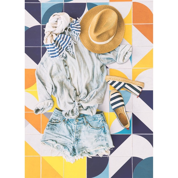 Covor de vinil, PVC, Forme geometrice, Multicolor, 60 cm x 90 cm, 010260360570000020299