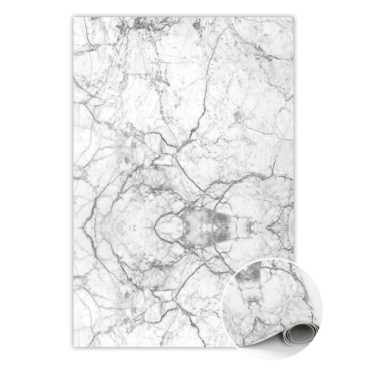 Vinyl szőnyeg, PVC, szerkezeti márvány, Fehér, 60 cm x 90 cm, 010260360570000020338