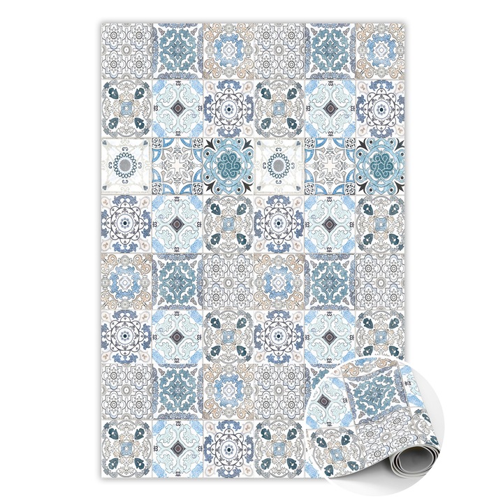 Vinyl szőnyeg, PVC, spanyol csempe, Bézs, 150 cm x 225 cm, 010260360300000020383
