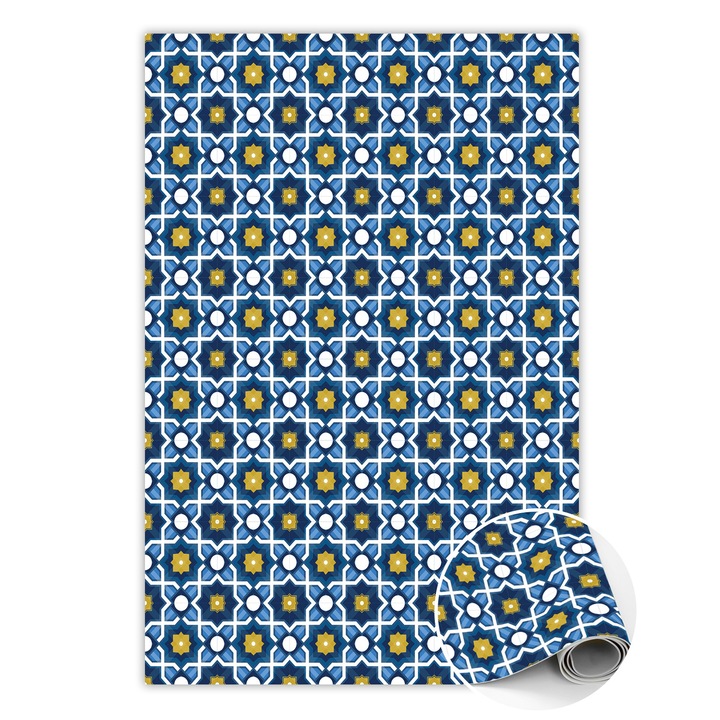Vinyl szőnyeg, PVC, spanyol csempe, Sárga, 150 cm x 225 cm, 010260360300000020393