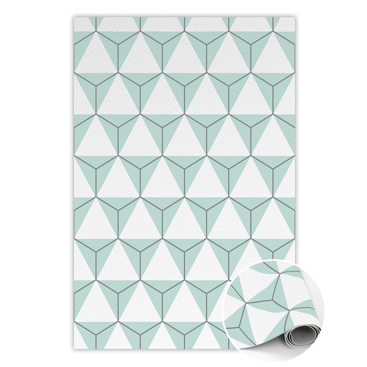 Covor de vinil, PVC, Hexagoane acuarele, Alb, 80 cm x 120 cm, 010260360650000020394