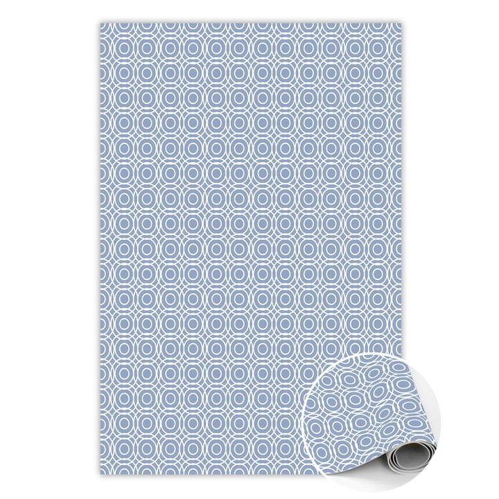 Vinyl szőnyeg, PVC, megismételhető körök, Fehér, 150 cm x 225 cm, 010260360300000020444