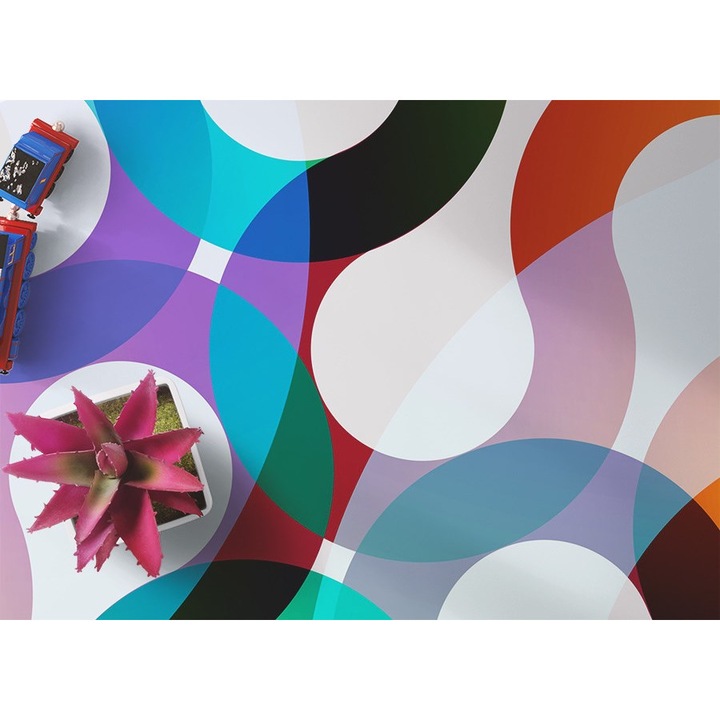 Covor de vinil, PVC, Forme abstracte, Alb, 60 cm x 90 cm, 010260360570000020459