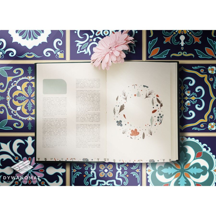 Vinyl szőnyeg, PVC, portugál csempe, Kék, 140 cm x 210 cm