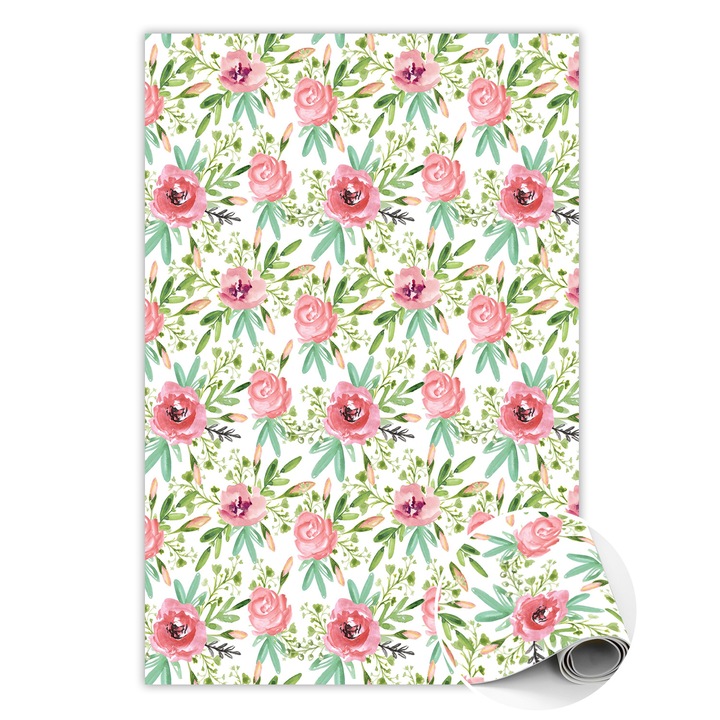 Covor de vinil, PVC, Acuarela rubeola, Verde, 120 cm x 180 cm, 010260360160000020465