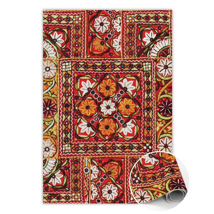 Covor de vinil, PVC, Design turcesc, Galben, 60 cm x 90 cm, 010260360570000029730