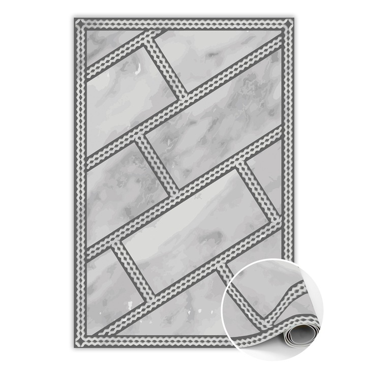 Covor de vinil, PVC, Placi decorative din marmura, Gri, 120 cm x 180 cm, 010260360160000020206