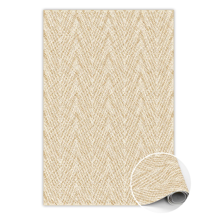 Covor de vinil, PVC, Model de tesatura, Galben, 120 cm x 180 cm, 010260360160000030976