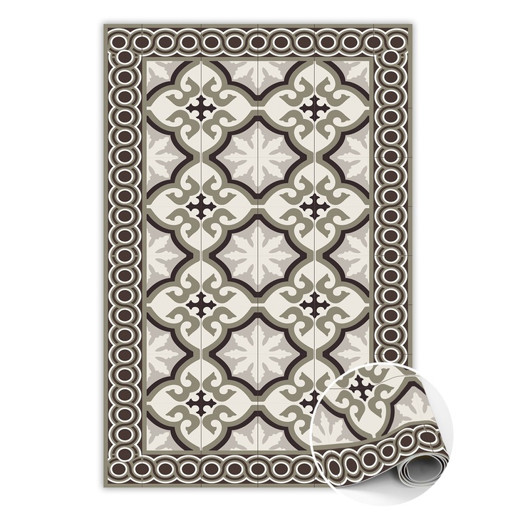 Covor de vinil, PVC, Model spaniol, Maro, 100 cm x 150 cm, 010260360050000019940