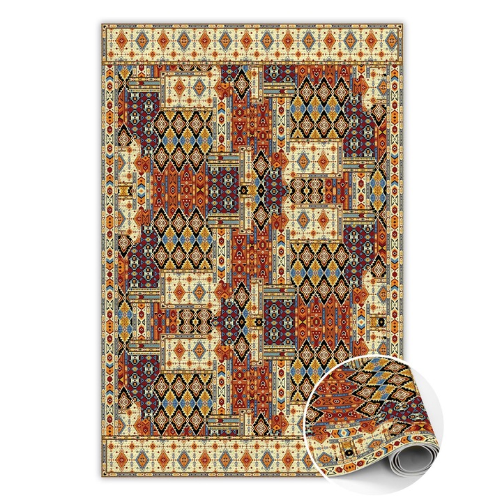 Vinyl szőnyeg, PVC, akvarell kockák, Többszínű, 150 cm x 225 cm, 010260360300000030988