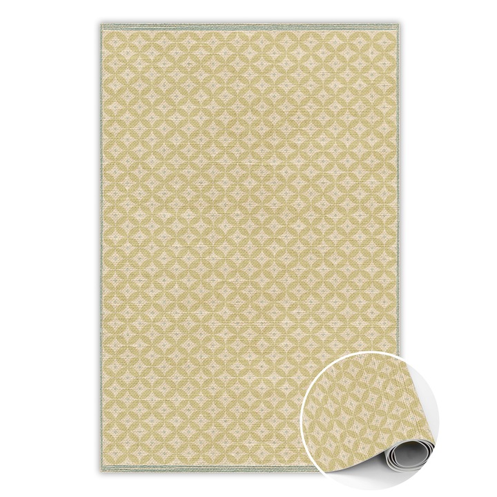 Vinyl szőnyeg, PVC, üveggolyó, Bézs, 150 cm x 225 cm, 010260360300000019848