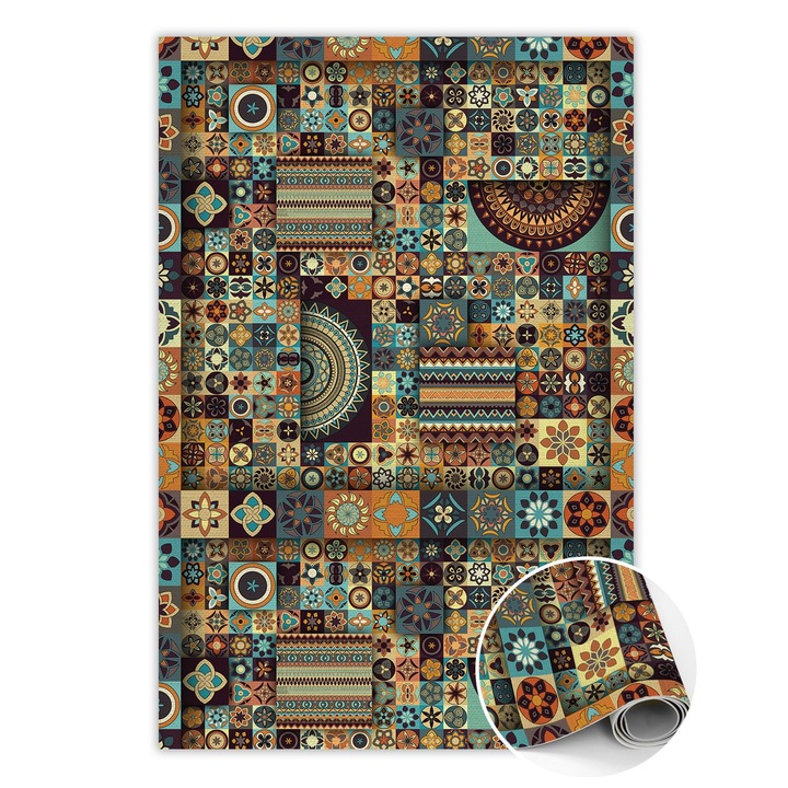 Vinyl szőnyeg, PVC, kavicsok, Többszínű, 150 cm x 225 cm, 010260360300000020141