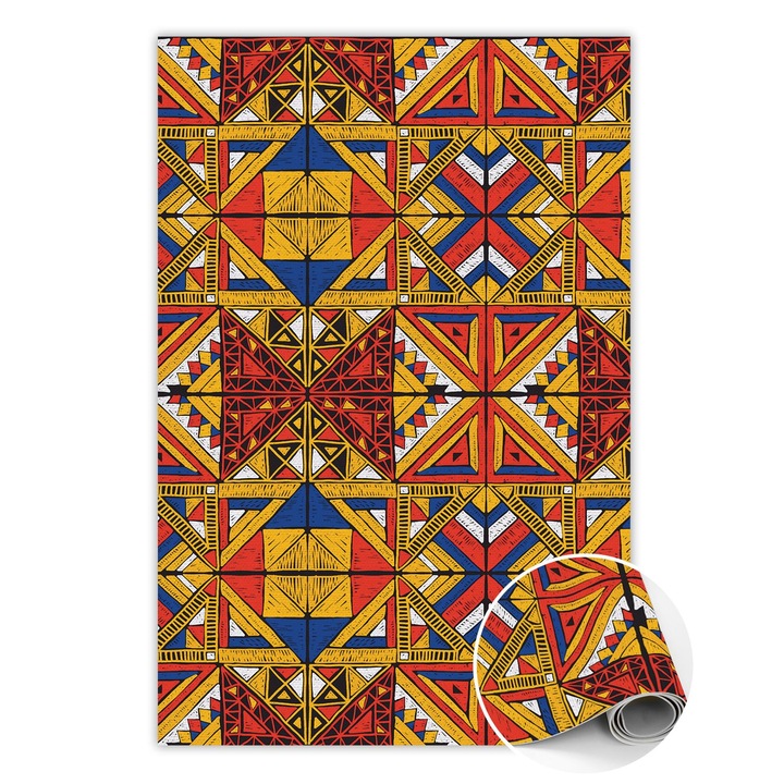 Covor de vinil, PVC, Linii albastre, Multicolor, 120 cm x 180 cm, 010260360160000020148