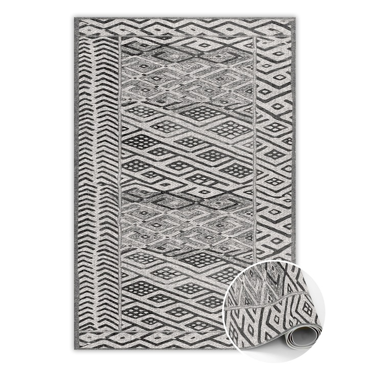 Covor de vinil, PVC, Mandale hinduse, Gri, 60 cm x 90 cm, 010260360570000019855