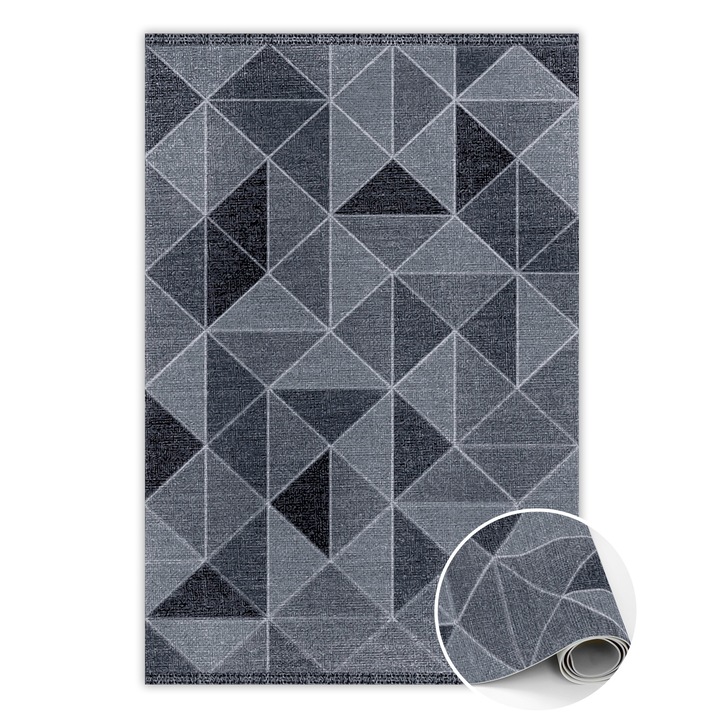 Vinyl szőnyeg, PVC, geometriai csillagok, Zöld, 150 cm x 225 cm, 010260360300000019856