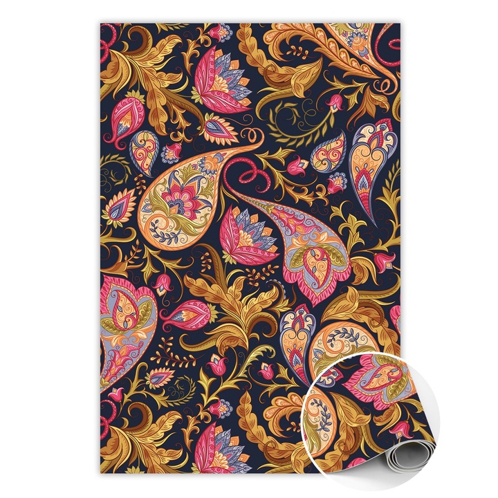 Covor de vinil, PVC, Paisley colorat, Multicolor, 120 cm x 180 cm, 010260360160000029802