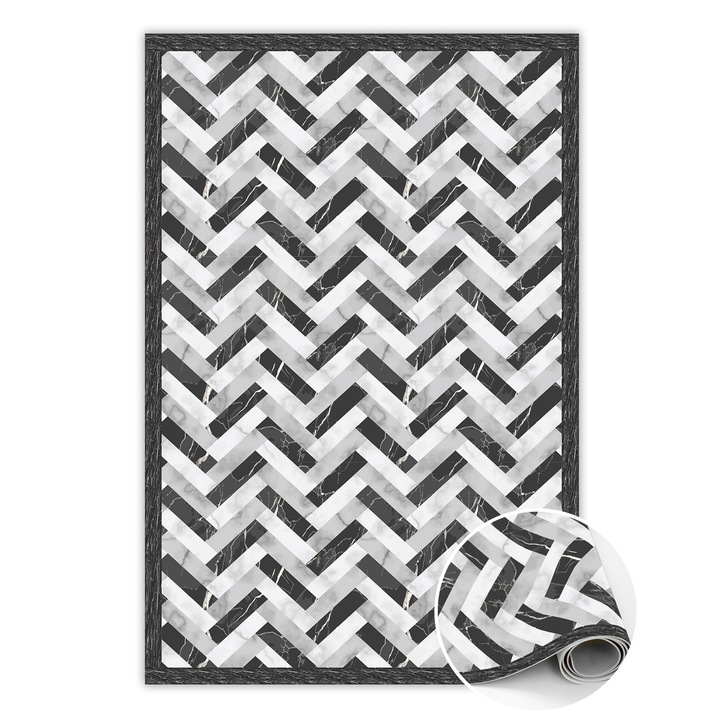 Vinyl szőnyeg, PVC, halszálkás cikcakk, Rózsaszín, 150 cm x 225 cm, 010260360300000019962