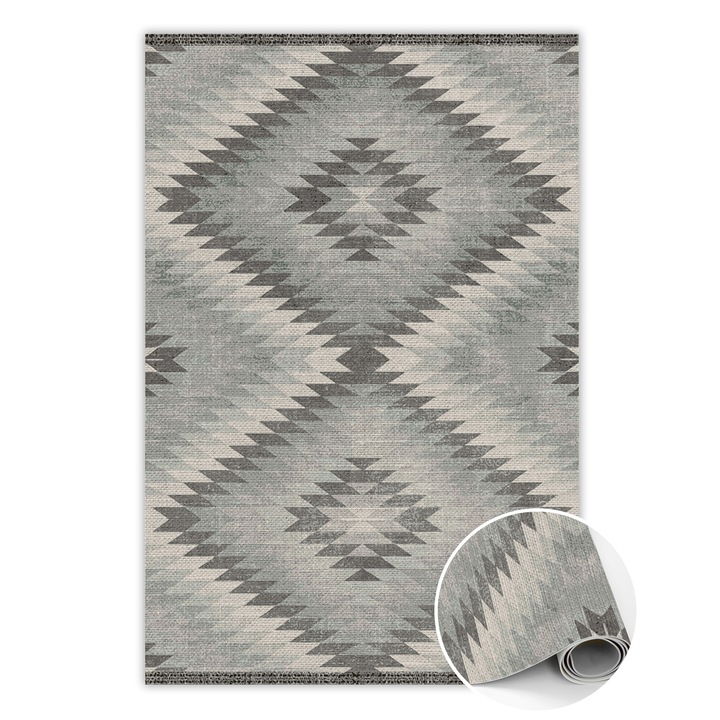 Covor de vinil, PVC, Stil turcesc, Negru, 60 cm x 90 cm, 010260360570000019861