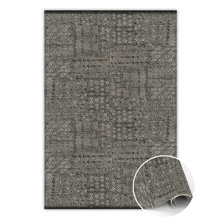 Vinyl szőnyeg, PVC, absztrakt formák, Szürke, 80 cm x 120 cm, 010260360650000020054
