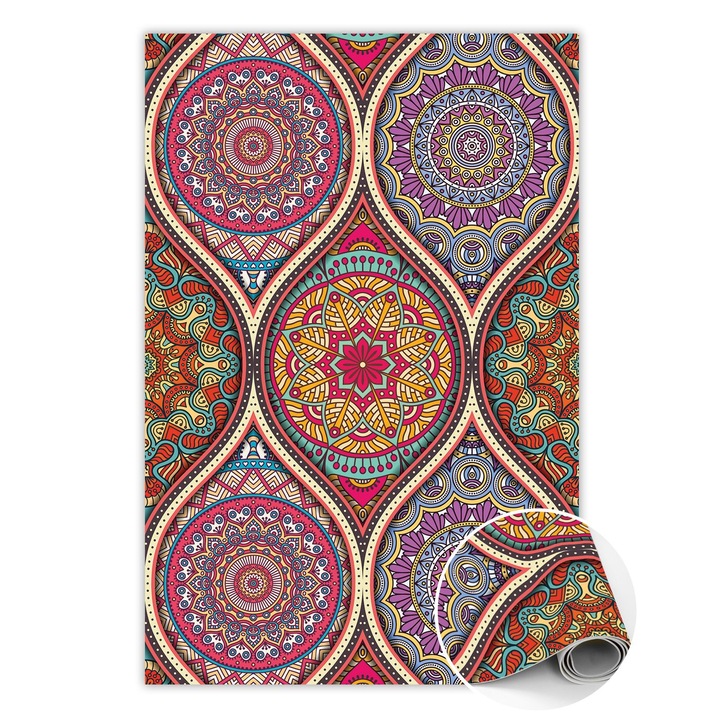 Covor de vinil, PVC, Mandala colorata, Multicolor, 120 cm x 180 cm, 010260360160000020940