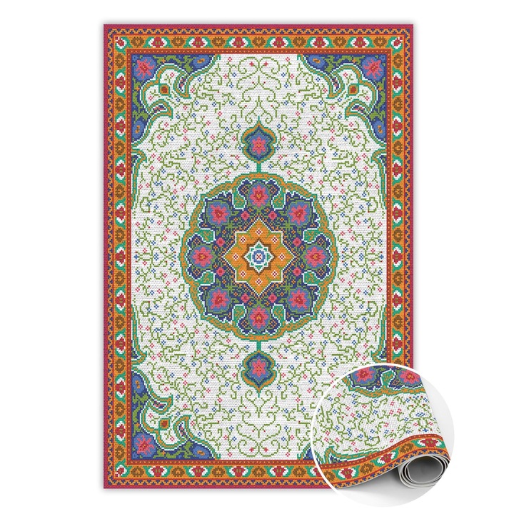 Covor de vinil, PVC, Chic turcesc, Multicolor, 60 cm x 90 cm, 010260360570000020109