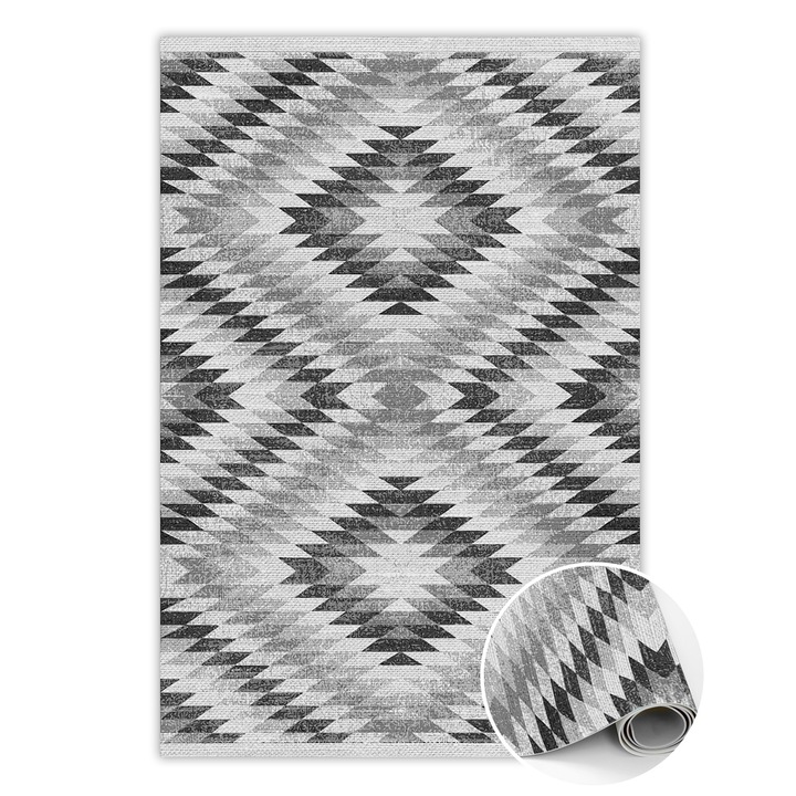 Covor de vinil, PVC, Model geometric gri, Gri, 80 cm x 120 cm, 010260360650000020060