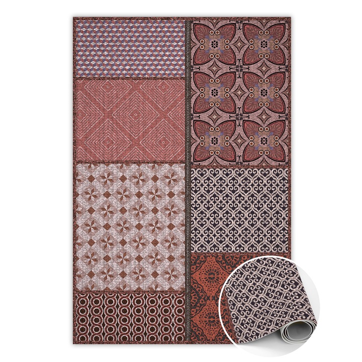 Vinyl szőnyeg, PVC, stílusok keveréke, Rózsaszín, 100 cm x 150 cm, 010260360050000020068