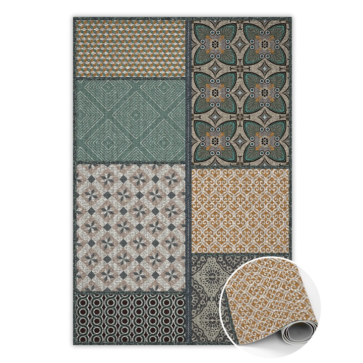 Covor de vinil, PVC, Texturi diferite, Multicolor, 120 cm x 180 cm, 010260360160000020065