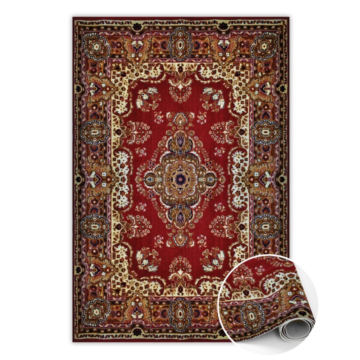 Covor de vinil, PVC, Design frumos cu detalii persane, Multicolor, 60 cm x 90 cm, 010260360570000029856