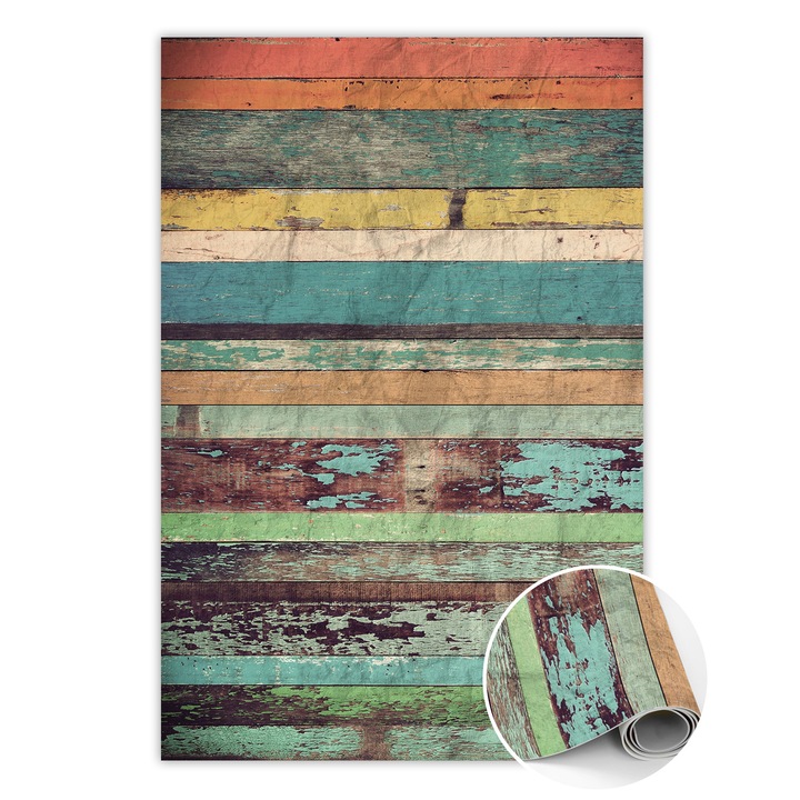 Covor de vinil, PVC, Placi colorate, Multicolor, 120 cm x 180 cm, 010260360160000029860