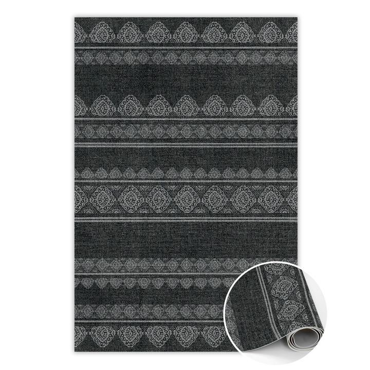 Covor de vinil, PVC, Traseul oriental, Gri, 80 cm x 120 cm, 010260360650000020075