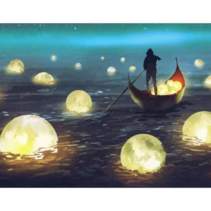 Set de broderie cu diamante, Magic Night, Moments, Multicolor, 45x55 cm