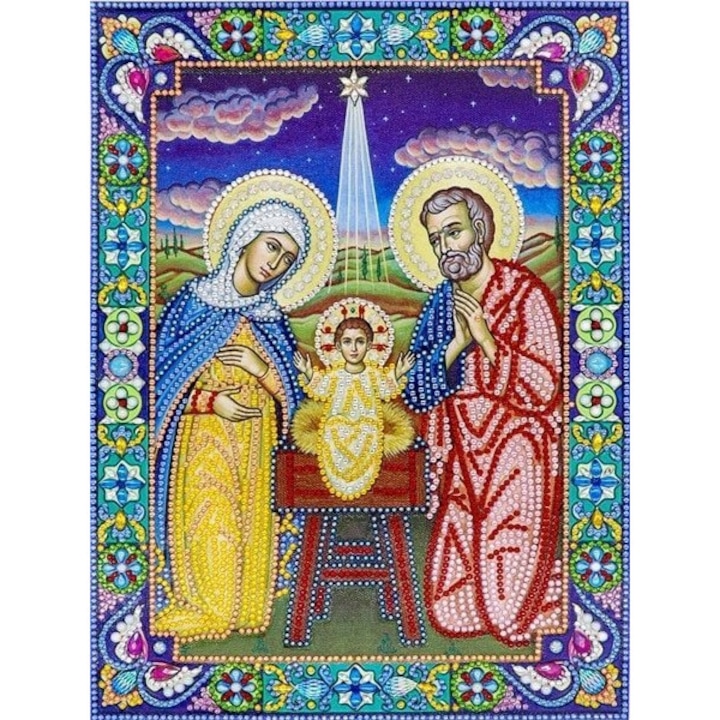 Set de broderie cu diamante 5d, Prunc Isus, 30x40 cm, Multicolor