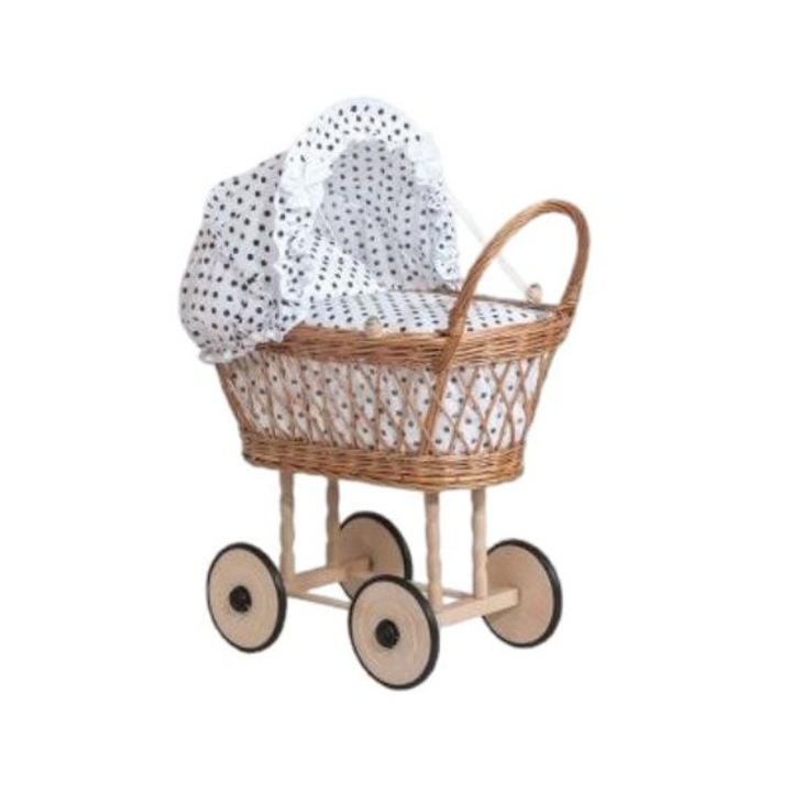 Количка за кукли, Bobono, Wicker, Brown/White