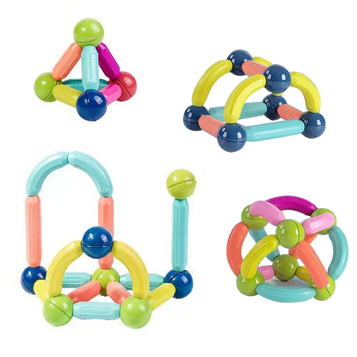 3D mágneses játékok építőipari használatra, EZGETOP®, 25 mágneses darab, ABS, Mágnes, 3 év+, Többszínű