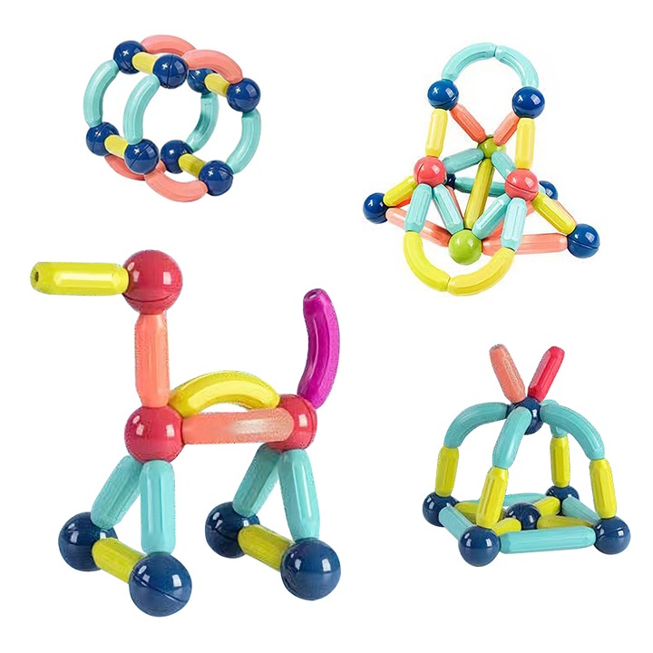 3D mágneses játékok építőipari használatra, EZGETOP®, 36 mágneses darab, ABS, Mágnes, 3 év+, Többszínű
