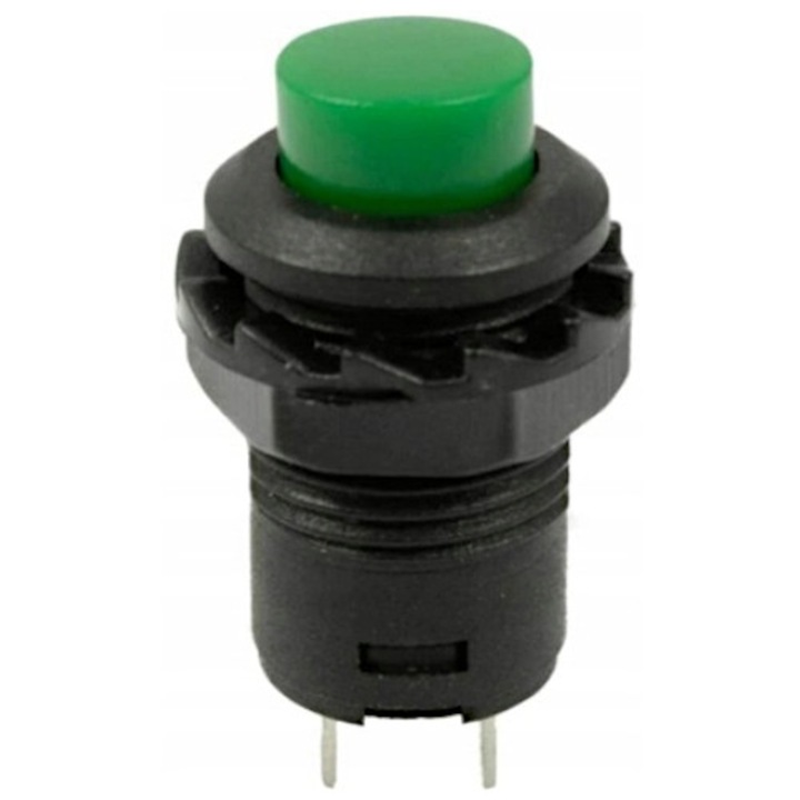 Buton on/off, SPST, 12 mm, Verde