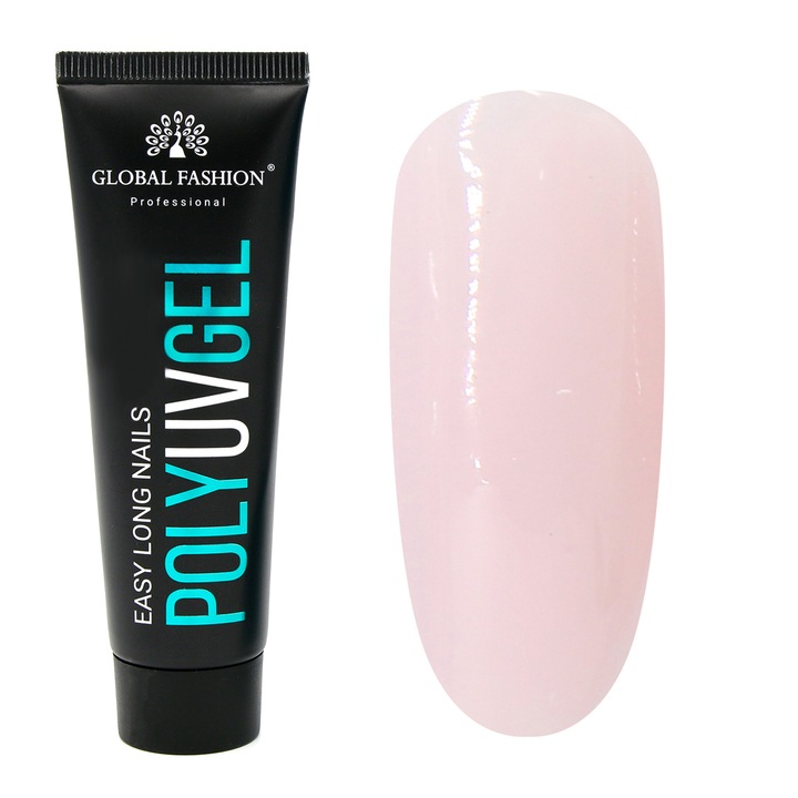 UV körömépítő gél, Global Fashion, Polygel, 30 gr, Pink 01