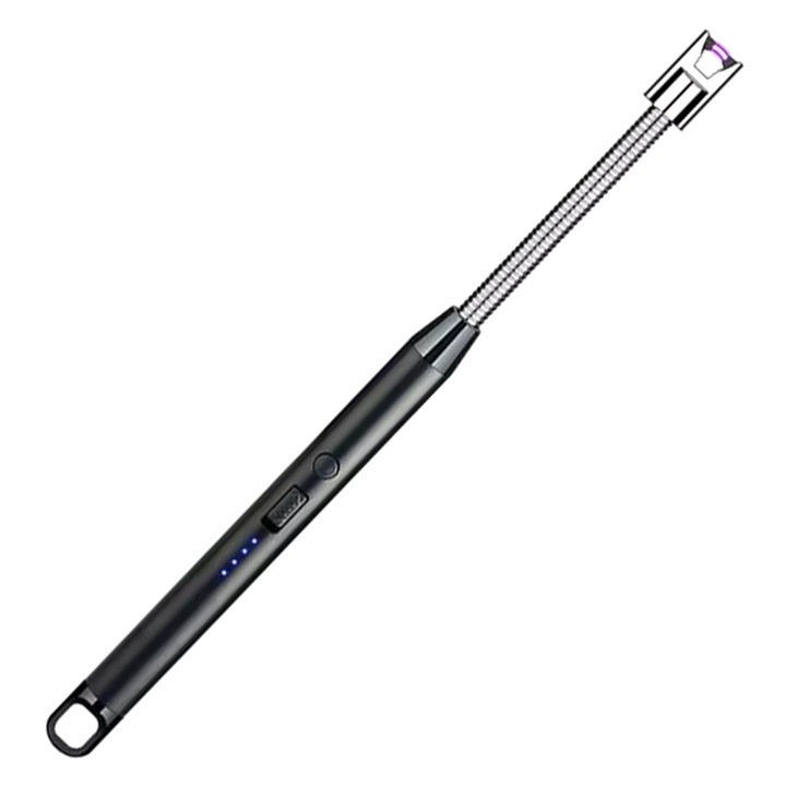Bricheta electrica cu plasma, Zola®, USB, din plastic cu otel inoxidabil, 26.5 cm, neagra
