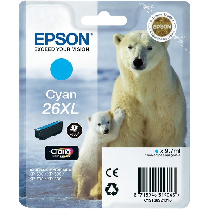 Cartus EPSON 26XL C13T26324010, Cyan