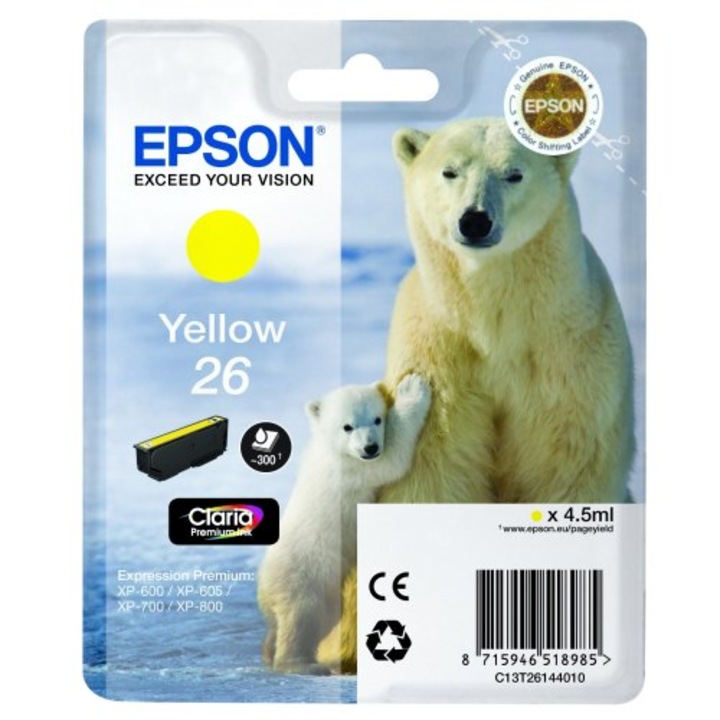 EPSON 26 C13T26144010 tintapatron, Sárga