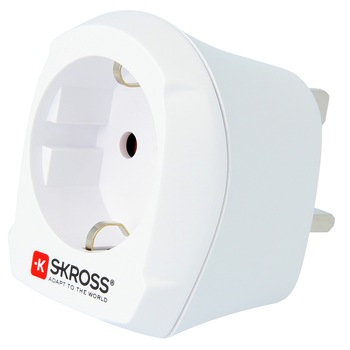 Adaptor priza Skross Europe la UK, 110V-250V, 13A, Alb Adaptor priza Skross Europe la UK, 110V-250V, 13A, Alb