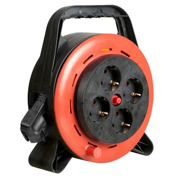 Prelungitor cu tambur Bachmann incasetat, 4 prize Schuko, cu termosiguranta, 10m Prelungitor cu tambur Bachmann incasetat, 4 prize Schuko, cu termosiguranta, 10m