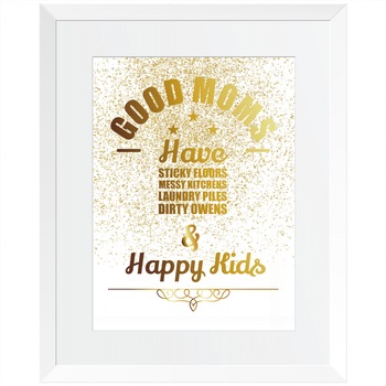 Tablou Good moms, colaj metalic auriu, inramat, 26x32 cm, cadou mama Tablou Good moms, colaj metalic auriu, inramat, 26x32 cm, cadou mama