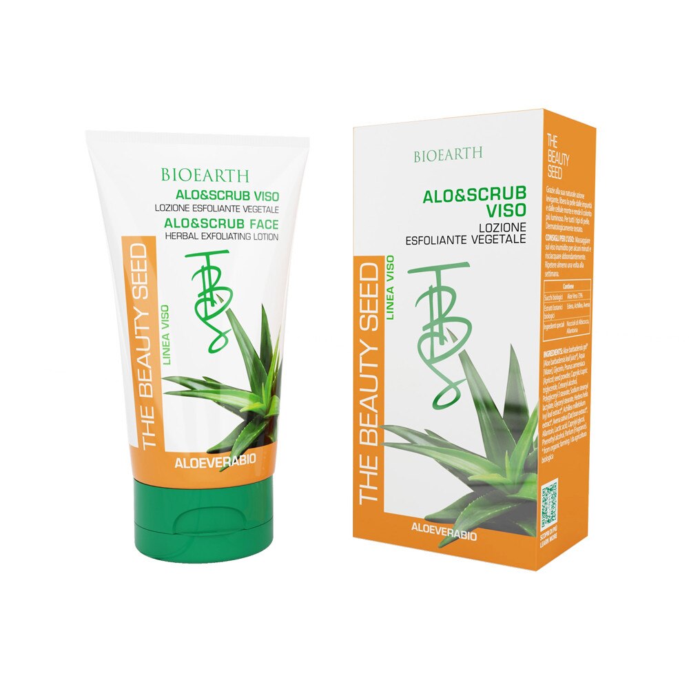 Scrub facial bio, exfoliant cu aloe vera si samburi de caise, 150 ml, Bioearth