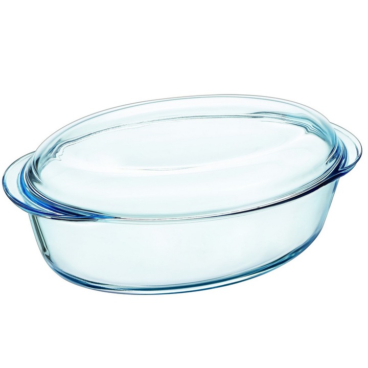 Pyrex óvális hőálló edény fedővel, 4 liter