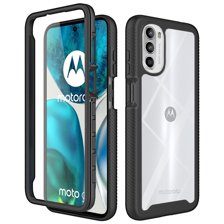 Защитен калъф Macomi™ Defense360 Pro + Screen Protector, за Motorola Moto G52 4G / Moto G82 5G, Надежден ергономичен комфорт, Ергономичен и елегантен дизайн, Черен